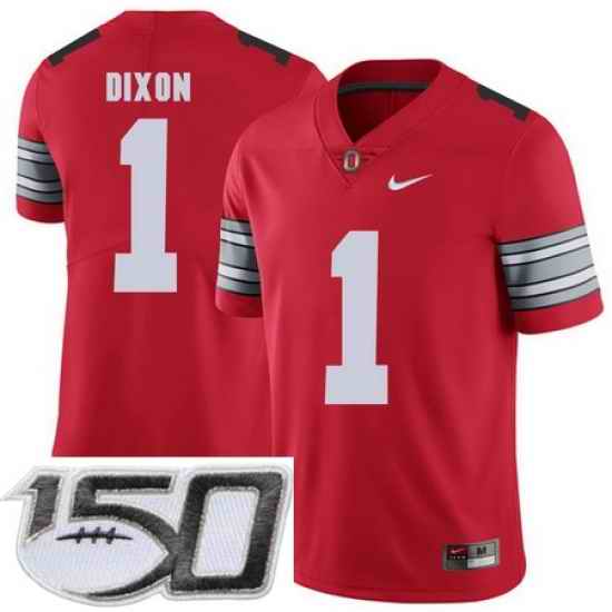 Ohio State Buckeyes 1 Johnnie Dixon Red 2018 Spring Game College Football Limited Stitched 150th Anniversary Patch Jersey
